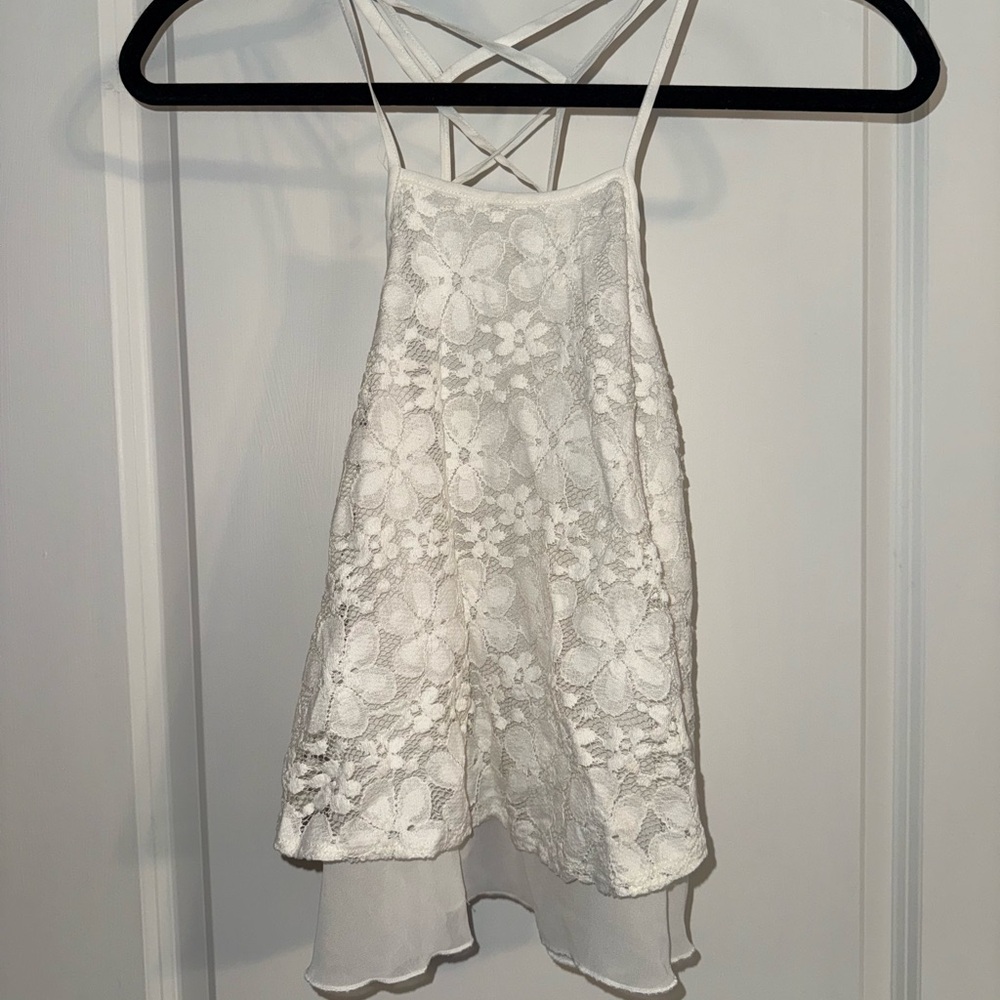 Hollister White Lace Tank Top